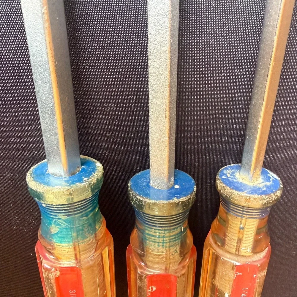 Vtg Craftsman USA Screwdriver Set Lot‎ 3 Flathead Slotted Acetate Handle